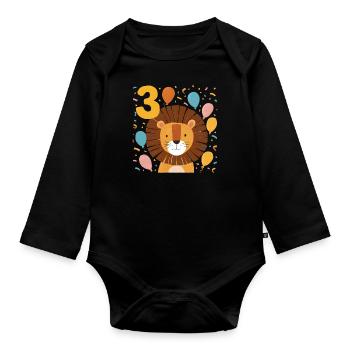 3ème anniversaire Leo Kids Anniversaire - Body Bébé bio manches longues - noir - Devant