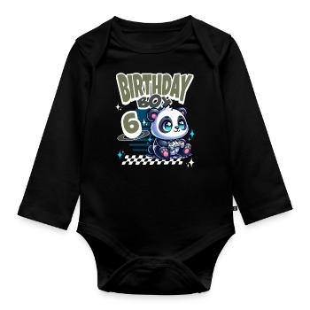 6ème anniversaire Enfants Anniversaire Gaming Panda - Body Bébé bio manches longues - noir - Devant