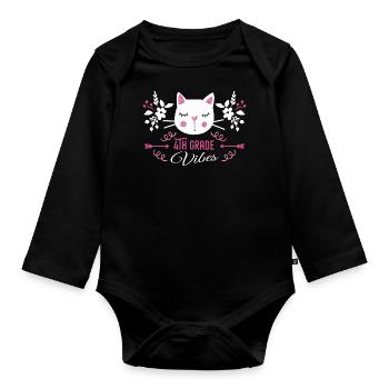 4th grade | Grade Vibes Back to School Cute Cat - Body Bébé bio manches longues - noir - Devant