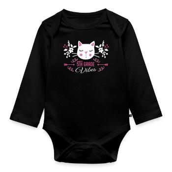 5th grade | Grade Vibes Back to School Cute Cat - Body Bébé bio manches longues - noir - Devant