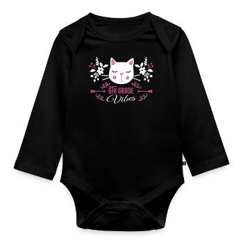 6th grade | Grade Vibes Back to School Cute Cat - Body Bébé bio manches longues - noir - Devant