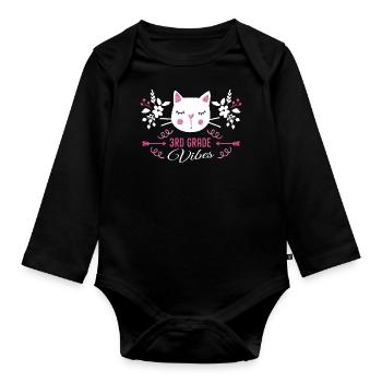 3rd grade | Grade Vibes Back to School Cute Cat - Body Bébé bio manches longues - noir - Devant