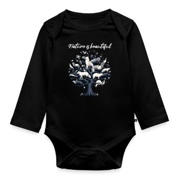 Nature Tree Life Nature Conservation Animal Welfare Bio Forest - Organic Longsleeve Baby Bodysuit - black - Front