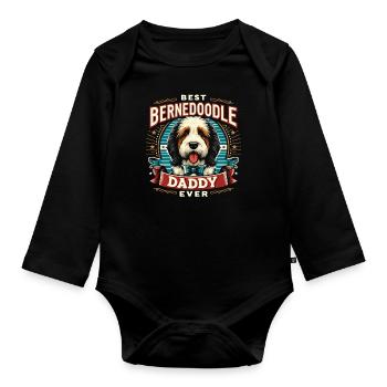 Bernedoodle Chien Papa - Body Bébé bio manches longues - noir - Devant