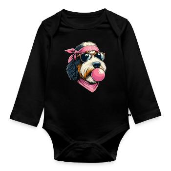 Bernedoodle Chien Chewing Gum - Body Bébé bio manches longues - noir - Devant