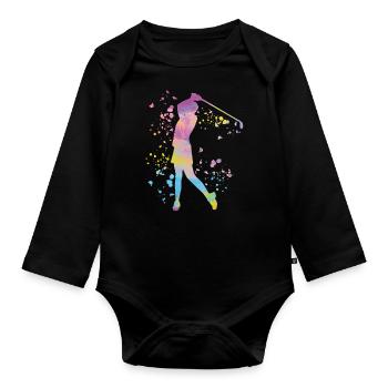 Golfer Colorsplash Kids Miniature Golf - Organic Longsleeve Baby Bodysuit - black - Front