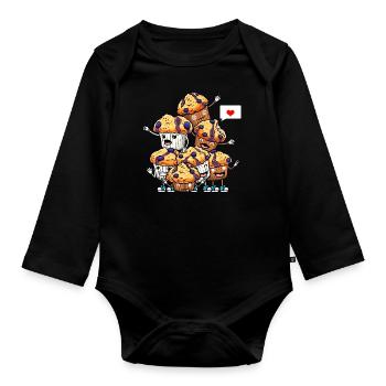 Lustige Blaubeermuffins-dessert-enthusiasten - Baby Bio-Langarm-Body - Schwarz - Vorne