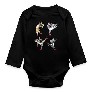 Figure Skating - Cat Figure Skating - Organic Longsleeve Baby Bodysuit - black - Front