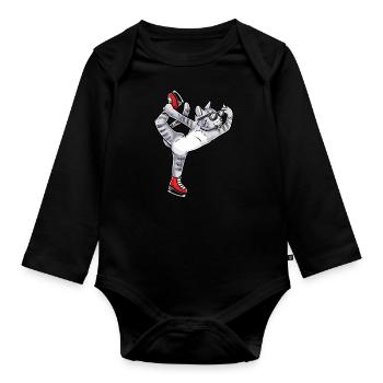 Figure Skating - Cat Figure Skating - Organic Longsleeve Baby Bodysuit - black - Front