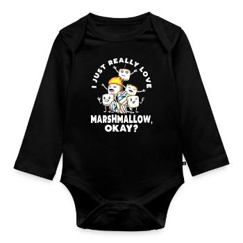 Ich Liebe Marshmallows Einfach Wirklich - Baby Bio-Langarm-Body - Schwarz - Vorne