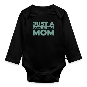 Motorroller Just A Scooter Bike Mom - Baby Bio-Langarm-Body - Schwarz - Vorne