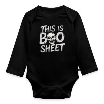 Halloween Squelette Effrayant Effrayant Horreur Fête - Body Bébé bio manches longues - noir - Devant