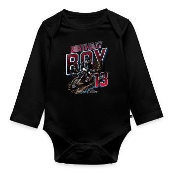 Motocross 13th Birthday - Organic Longsleeve Baby Bodysuit - black - Front
