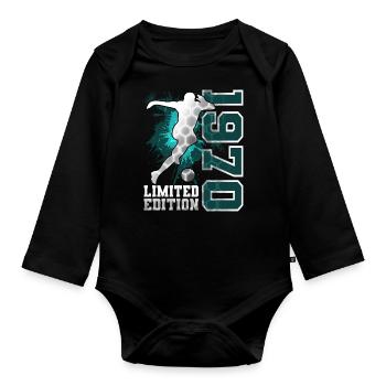 1970 Année de naissance Anniversaire Football - Body Bébé bio manches longues - noir - Devant