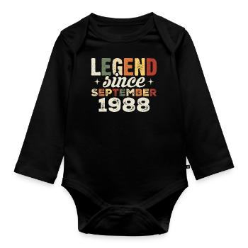 Legendary since September 1988 Birthday September - Organic Longsleeve Baby Bodysuit - black - Front