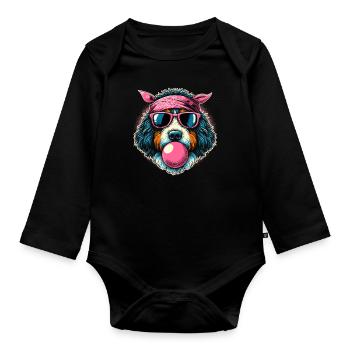 Bernedoodle Chien - Body Bébé bio manches longues - noir - Devant
