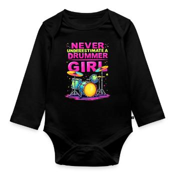 Ne sous-estimez jamais une batteuse - Body Bébé bio manches longues - noir - Devant