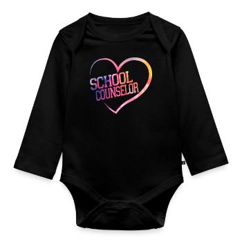 Conseiller d’école Coeur Aquarelle - Body Bébé bio manches longues - noir - Devant