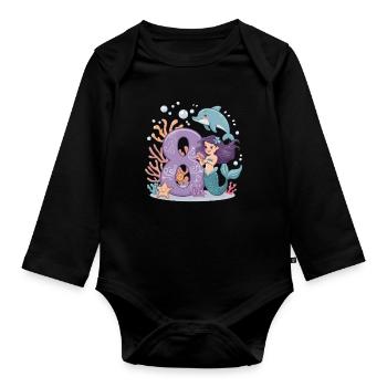 8th Birthday Girl 8 Years Mermaid Party - Organic Longsleeve Baby Bodysuit - black - Front
