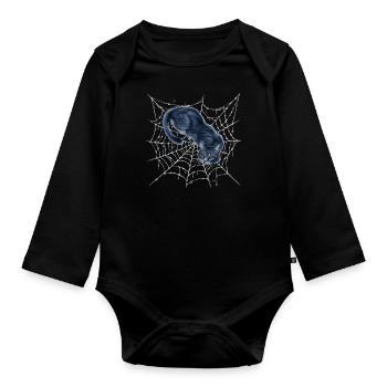 Halloween Kostüm Kürbis Scary Spooky Horror Party - Baby Bio-Langarm-Body - Schwarz - Vorne