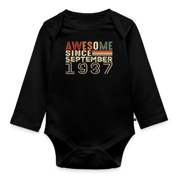 September 1987, birthday present September 1987 - Organic Longsleeve Baby Bodysuit - black - Front