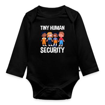 Little people safety daycare center - Organic Longsleeve Baby Bodysuit - black - Front
