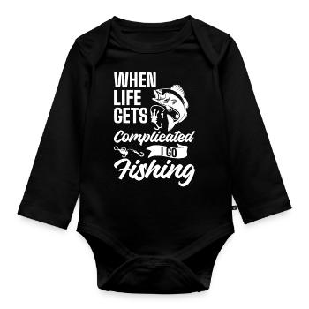 Fishing Fishing Sport Fishing Passion - Organic Longsleeve Baby Bodysuit - black - Front