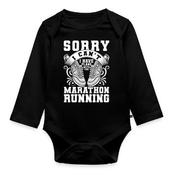Marathon Laufschuhe Jogging Sieger - Baby Bio-Langarm-Body - Schwarz - Vorne