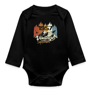 Legends Were Born In September 1957 Vintage 1957 - Baby Bio-Langarm-Body - Schwarz - Vorne