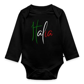 Drapeau italien, fierté italienne - Body Bébé bio manches longues - noir - Devant