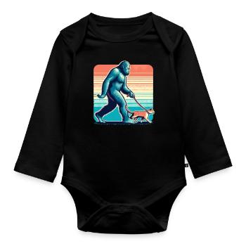 Bigfoot Katze Lustige Bilder - Baby Bio-Langarm-Body - Schwarz - Vorne