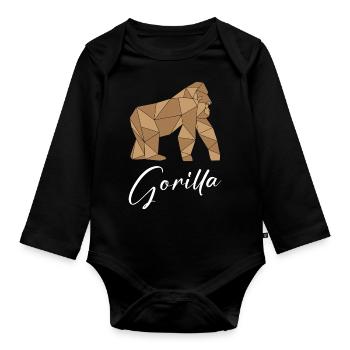 Gorilla - Organic Longsleeve Baby Bodysuit - black - Front