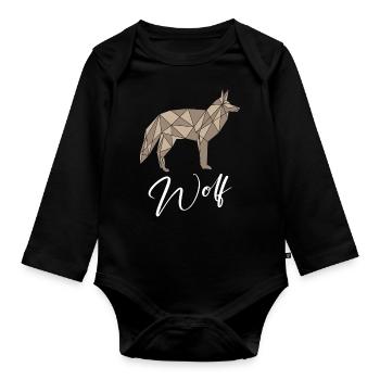 Wolf Geometric - Organic Longsleeve Baby Bodysuit - black - Front