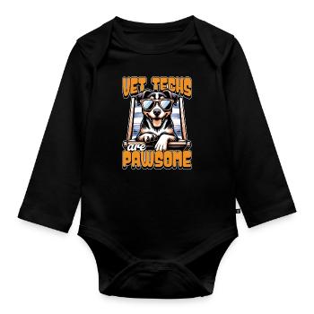 Vet Techs Are Pawsome Veterinary Practitioner - Organic Longsleeve Baby Bodysuit - black - Front