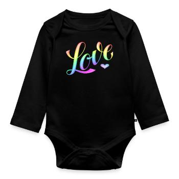 Love - Regenbogen -Desingned by KissingLetters - Body Bébé bio manches longues - noir - Devant