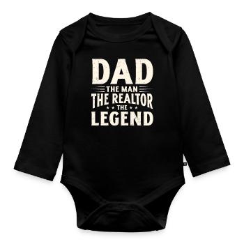 Realtor - Organic Longsleeve Baby Bodysuit - black - Front