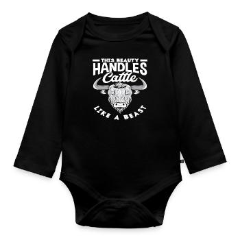 Diese Schönheit Handhabt Hochlandkuh Wie Ein Biest - Baby Bio-Langarm-Body - Schwarz - Vorne