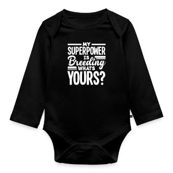 Meine Superkraft Ist Züchten Highland Kuh - Baby Bio-Langarm-Body - Schwarz - Vorne