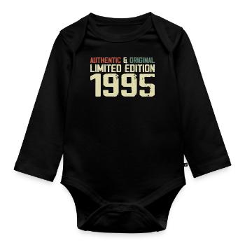 1995 Geburtstagsgeschenk 1995 Jahrgang 1995 Retro - Baby Bio-Langarm-Body - Schwarz - Vorne