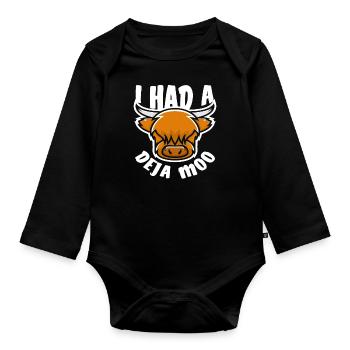 Highland Kuh Deja Moo Lustiger Spruch - Baby Bio-Langarm-Body - Schwarz - Vorne