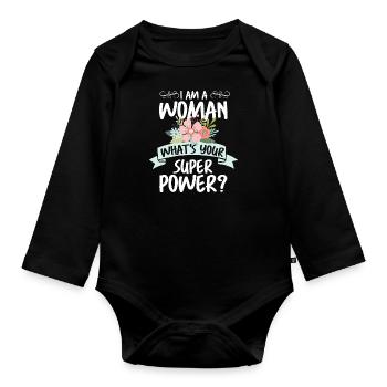 Célébration féministe des femmes - Body Bébé bio manches longues - noir - Devant