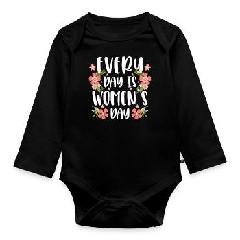 Woman, Women's Power, Women's Rights - Organic Longsleeve Baby Bodysuit - black - Front