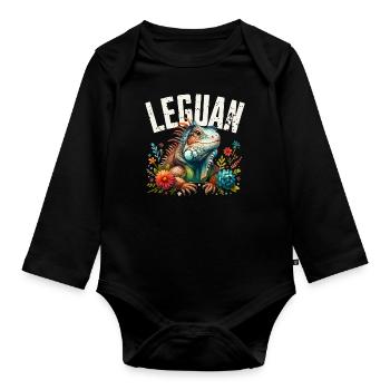 Leguan - Baby Bio-Langarm-Body - Schwarz - Vorne