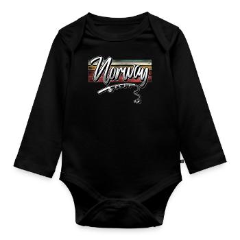 Norwegen Angeln Angler Fischen - Baby Bio-Langarm-Body - Schwarz - Vorne