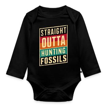 Straight Outta Aventure de chasse aux fossiles - Body Bébé bio manches longues - noir - Devant