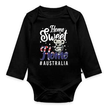 Flag Kangaroo Continent Crest - Organic Longsleeve Baby Bodysuit - black - Front