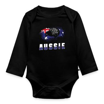 Australia Flag Animals - Organic Longsleeve Baby Bodysuit - black - Front