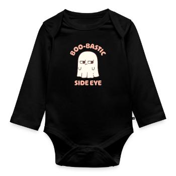 Mignon fantôme BooBastic oeil latéral drôle - Body Bébé bio manches longues - noir - Devant