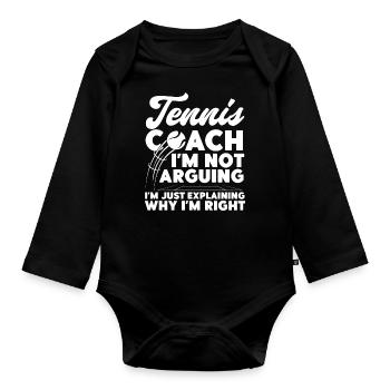 Funny Tennis Player Racket Tennis - Baby Bio-Langarm-Body - Schwarz - Vorne
