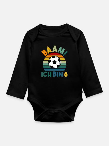 6. Geburtstag 6 Jahre Fußball Fußballspieler - Baby Bio-Langarm-Body - Schwarz